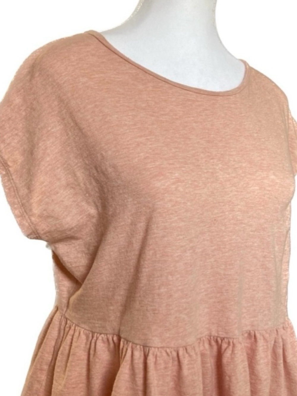 LOFT Peplum Top Small Pink Linen Blend Short Sleeve Babydoll Casual Blouse